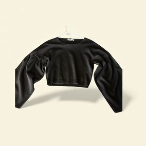 Zara Elegant Black Puff Sleeve Crop Top